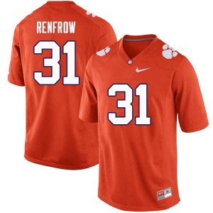Men Cole Renfrow Orange Clemson College Football #31 Jersey 934428-816