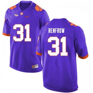 Men Cole Renfrow Purple Clemson National Championship College Football #31 Jersey 209244-806