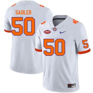 Men Collin Sadler White Clemson University College Football #50 Jersey 692178-529