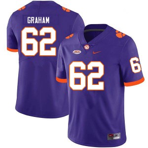 Men Connor Graham Purple Clemson University College Football #62 Jersey 553065-131