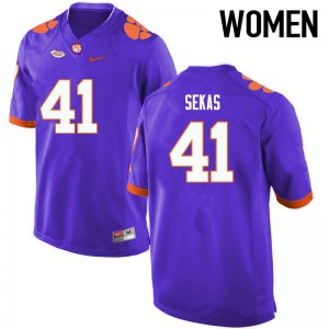 Women Connor Sekas Purple Clemson University College Football #41 Jersey 374895-516