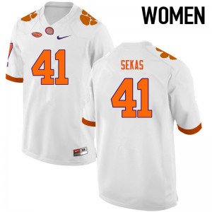 Women Connor Sekas White Clemson University College Football #41 Jersey 335739-794