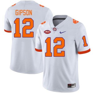 Men Corian Gipson White Clemson University College Football #12 Jersey 743476-748