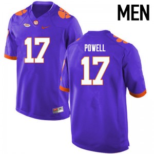 Men Cornell Powell Purple Clemson University College Football #17 Jersey 157358-855