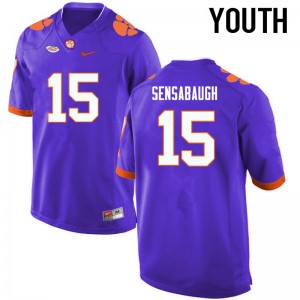 Youth Coty Sensabaugh Purple Clemson College Football #15 Jersey 735415-270