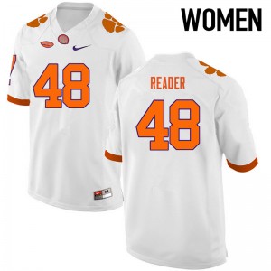 Women D.J. Reader White Clemson University College Football #48 Jersey 745356-302