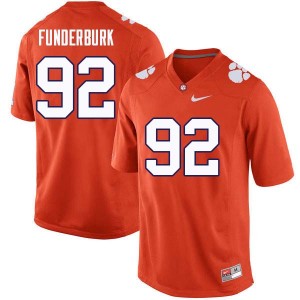 Men Daniel Funderburk Orange Clemson University College Football #92 Jersey 797679-818