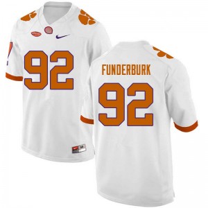 Men Daniel Funderburk White Clemson University College Football #92 Jersey 143962-750