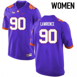 Women Dexter Lawrence Purple Clemson National Championship College Football #90 Jersey 672915-804