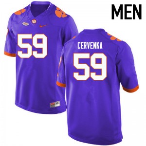 Men Gage Cervenka Purple Clemson Tigers College Football #59 Jersey 769942-354