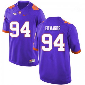 Men Jacob Edwards Purple Clemson University College Football #94 Jersey 721413-447