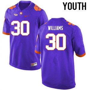 Youth Jalen Williams Purple Clemson College Football #30 Jersey 661094-405