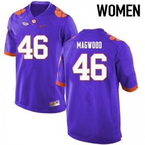 Women Jarvis Magwood Purple Clemson Tigers College Football #46 Jersey 887707-569