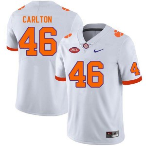 Men Jesiah Carlton White Clemson Tigers College Football #46 Jersey 958988-746