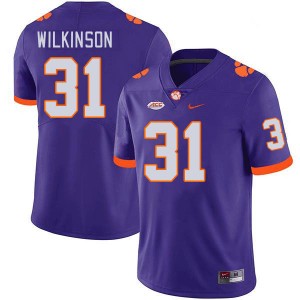 Men Joe Wilkinson Purple Clemson National Championship College Football #31 Jersey 574734-301
