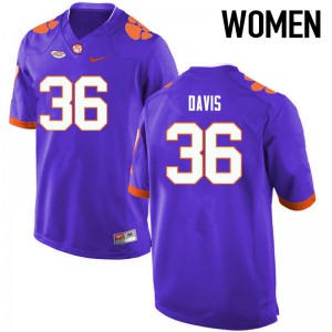 Women Judah Davis Purple Clemson National Championship College Football #36 Jersey 470085-183