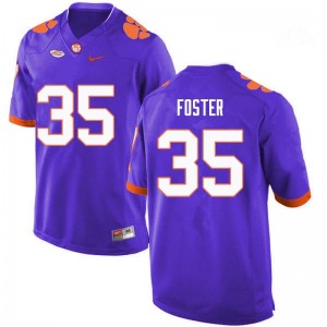 Men Justin Foster Purple Clemson Tigers College Football #35 Jersey 563546-788