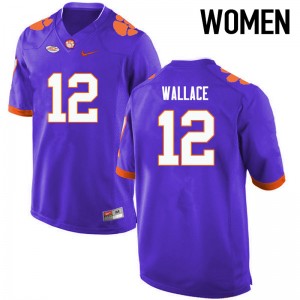 Women KVon Wallace Purple Clemson National Championship College Football #12 Jersey 772324-133