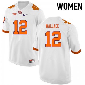 Women KVon Wallace White Clemson University College Football #12 Jersey 842796-170