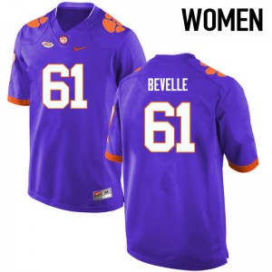 Women Kaleb Bevelle Purple Clemson College Football #61 Jersey 954334-482