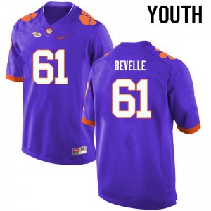 Youth Kaleb Bevelle Purple Clemson College Football #61 Jersey 178211-383