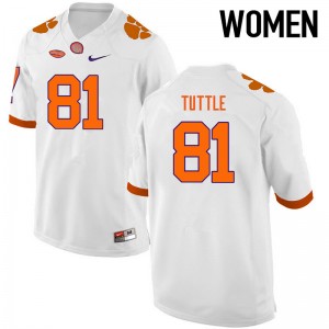 Women Kanyon Tuttle White Clemson National Championship College Football #81 Jersey 506952-907