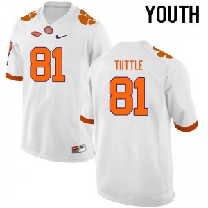 Youth Kanyon Tuttle White Clemson National Championship College Football #81 Jersey 898378-399