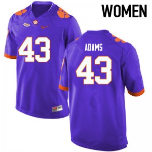 Women Keith Adams Purple Clemson College Football #43 Jersey 164171-316