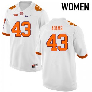 Women Keith Adams White Clemson University College Football #43 Jersey 842585-291