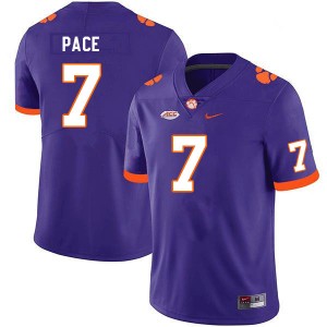 Men Kobe Pace Purple Clemson Tigers College Football #7 Jersey 217911-806