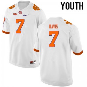 Youth LaSamuel Davis White Clemson University College Football #7 Jersey 108616-582