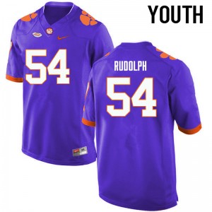 Youth Logan Rudolph Purple Clemson Tigers College Football #54 Jersey 270249-585
