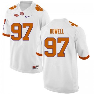 Men Nick Rowell White Clemson University College Football #97 Jersey 476311-226