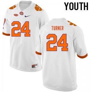 Youth Nolan Turner White Clemson Tigers College Football #24 Jersey 451650-748