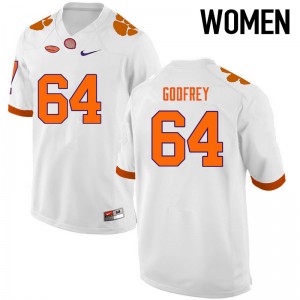 Women Pat Godfrey White Clemson College Football #64 Jersey 379733-883