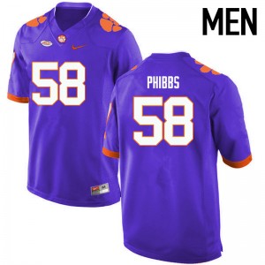 Men Patrick Phibbs Purple Clemson College Football #58 Jersey 352152-710