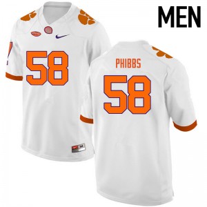 Men Patrick Phibbs White Clemson College Football #58 Jersey 681802-847