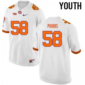 Youth Patrick Phibbs White Clemson National Championship College Football #58 Jersey 108554-787