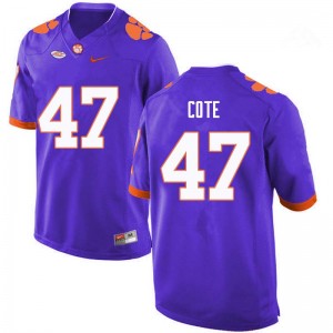 Men Peter Cote Purple Clemson University College Football #47 Jersey 400596-932