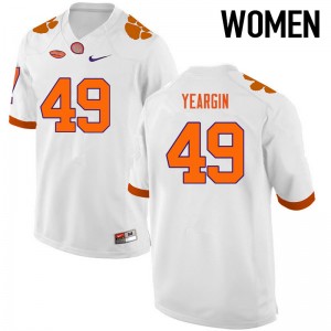 Women Richard Yeargin White Clemson Tigers College Football #49 Jersey 822720-582