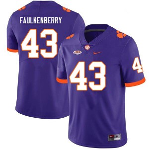 Men Riggs Faulkenberry Purple Clemson University College Football #43 Jersey 422290-580