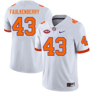 Men Riggs Faulkenberry White Clemson University College Football #43 Jersey 562344-215