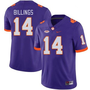 Men Rob Billings Purple Clemson Tigers College Football #14 Jersey 926233-893