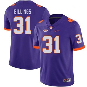 Men Rob Billings Purple Clemson National Championship College Football #31 Jersey 641940-240