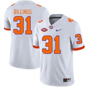 Men Rob Billings White Clemson College Football #31 Jersey 218770-931