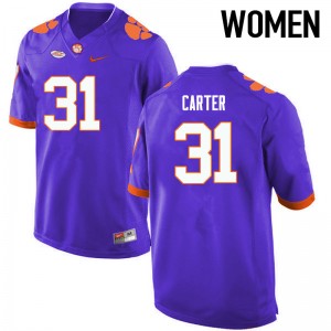 Women Ryan Carter Purple Clemson Tigers College Football #31 Jersey 396601-368