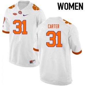 Women Ryan Carter White Clemson College Football #31 Jersey 113066-207