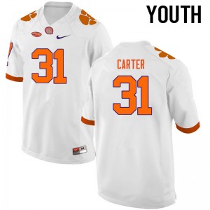 Youth Ryan Carter White Clemson University College Football #31 Jersey 219862-961