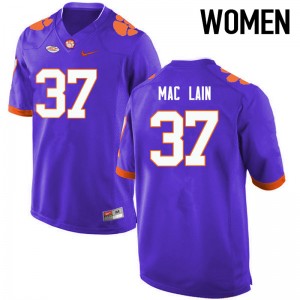 Women Ryan Mac Lain Purple Clemson National Championship College Football #37 Jersey 124056-647