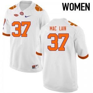Women Ryan Mac Lain White Clemson National Championship College Football #37 Jersey 965035-232